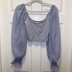 Lavendar Urban Outfitters Crop Top with Ruffled Long Sleeves